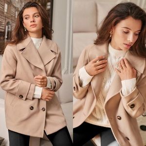Elegant Tan Pea Coat for Women
